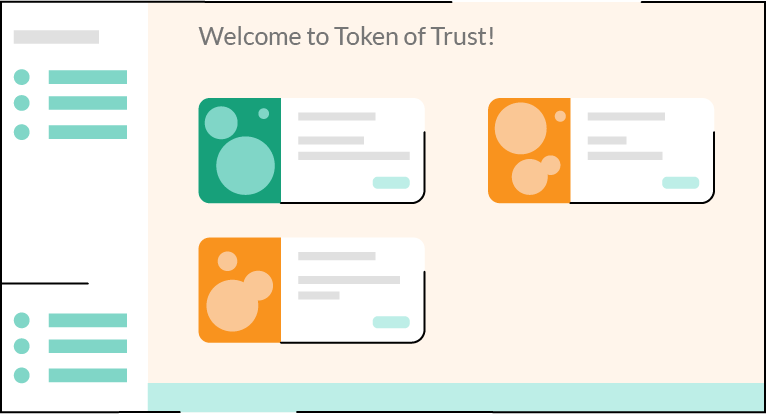 Graphic representing Token of Trust business dashboard that allows businesses to manage identity verification, fraud prevention, and compliance for their e-commerce website.