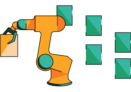 Image of a robotic arm symbolizing the process of automatically making decisions about approving customers after completing automated identity verification.