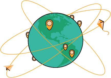An Earth icon, symbolizing global connectivity through interconnected lines, represents Token of Trust and its worldwide identity verification solutions and services.