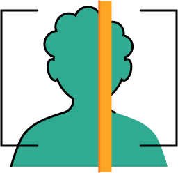 Facial Age Estimation Software for websites represented by an icon of a user taking a selfie and scanning facial features to determine an estimated age range.